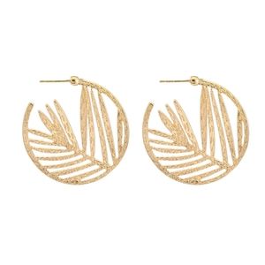 Geometric tree leaf hoop style earrings - …